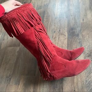 Red Fringe cowboy boot